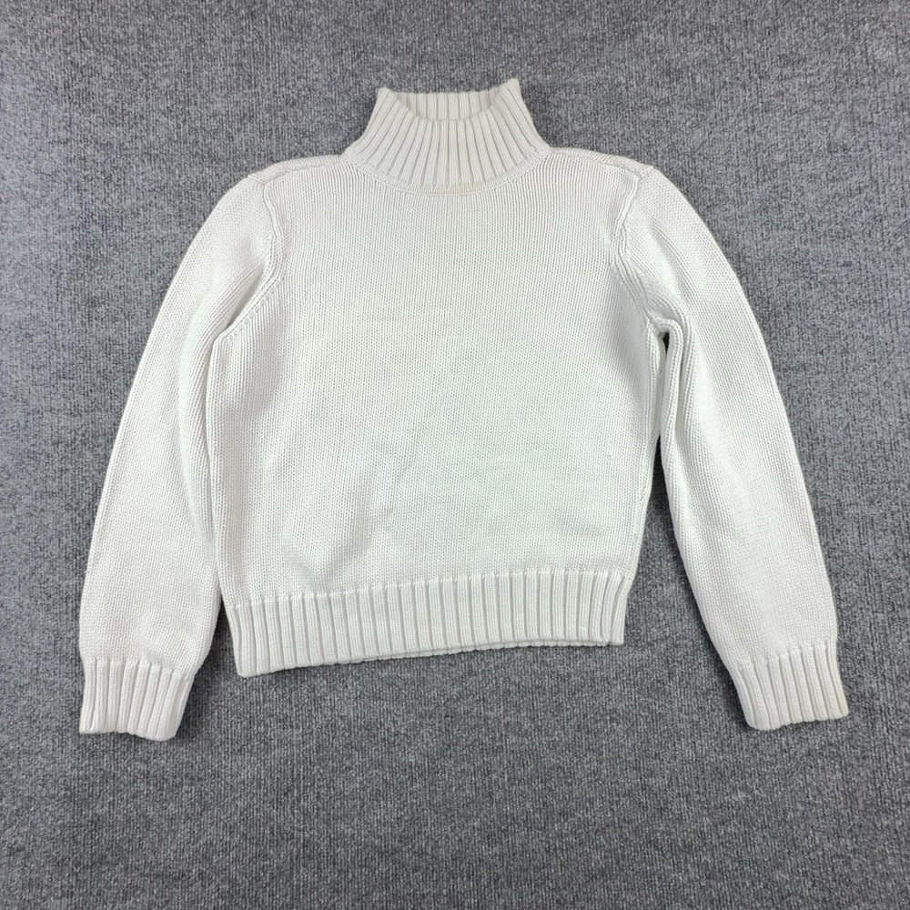 Caslon Sweater Womens XL White Turtleneck 100% Cotton Chunky Knit Pullover